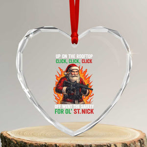 Funny Gun Christmas Heart Crystal Glass Ornament Up On The Rooftop Click Click Off Went The Safety For Ol St Nick TS11 Transparent Glass 3'' Heart Print Your Wear