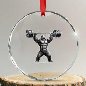 Funny Gym Bigfoot Crystal Glass Ornament Weightlifting Workout TS10 Transparent Glass 3'' Circle Print Your Wear