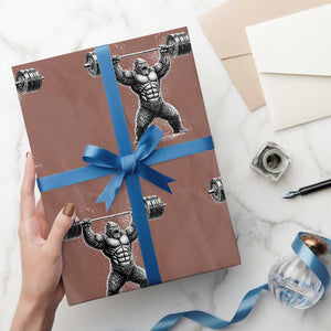 Funny Gym Bigfoot Wrapping Paper Roll Weightlifting Workout TS10 Mocha Print Your Wear