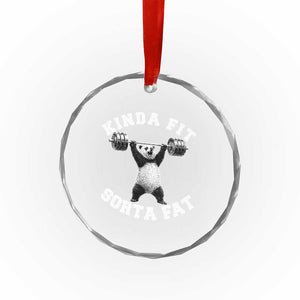 Funny Gym Crystal Glass Ornament Kinda Fit Sorta Fat Panda Weightlifting Workout TS10 Print Your Wear