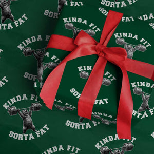 Funny Gym Wrapping Paper Roll Kinda Fit Sorta Fat Bear Weightlifting Workout TS10 Green Print Your Wear
