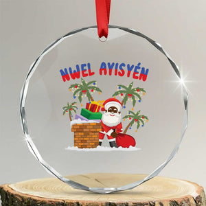 Funny Haitian Xmas Crystal Glass Ornament Nwel Ayisen Creole Santa Palm Tree TS09 Transparent Glass 3'' Circle Print Your Wear