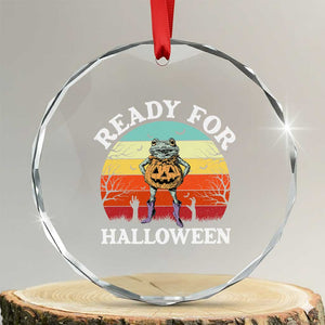 Funny Halloween Frog Crystal Glass Ornament Retro Spooky Season Funny Frogs Costume TS10 Transparent Glass 3'' Circle Print Your Wear