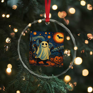 Funny Halloween Ghost Cat Crystal Glass Ornament Starry Night Van Gogh Cat Lover Gifts TS10 Print Your Wear
