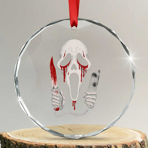 Funny Halloween Scary Face Ghost Crystal Glass Ornament Horror Slasher Bloody Knife TS11 Transparent Glass 3'' Circle Print Your Wear