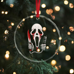 Funny Halloween Scary Face Ghost Crystal Glass Ornament Horror Slasher Bloody Knife TS11 Print Your Wear