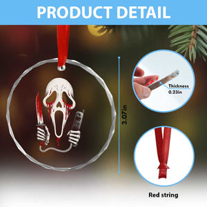 Funny Halloween Scary Face Ghost Crystal Glass Ornament Horror Slasher Bloody Knife TS11 Print Your Wear