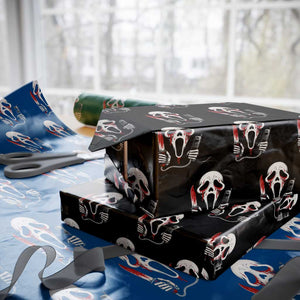 Funny Halloween Scary Face Ghost Wrapping Paper Roll Horror Slasher Bloody Knife TS11 Black Print Your Wear