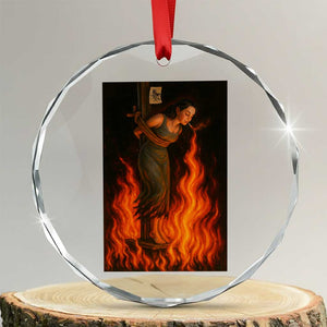 Funny Halloween Witch Crystal Glass Ornament Witch Lighting Cigarette With Flames Occult Unholy TS10 Transparent Glass 3'' Circle Print Your Wear