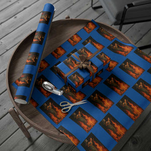 Funny Halloween Witch Wrapping Paper Roll Witch Lighting Cigarette With Flames Occult Unholy TS10 Blue Print Your Wear