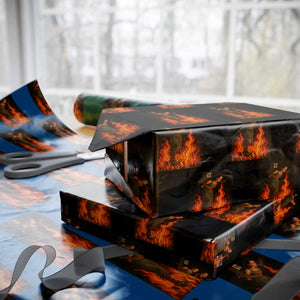 Funny Halloween Witch Wrapping Paper Roll Witch Lighting Cigarette With Flames Occult Unholy TS10 Black Print Your Wear