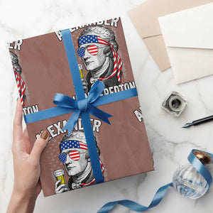 Funny Hamilton Drinking Wrapping Paper Roll Alexander Hammeredton 4th of July Beer Merica Flag TS10 Mocha Print Your Wear