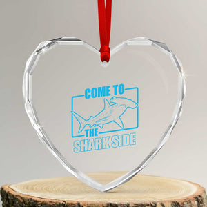 Funny Hammerhead Shark Lover Heart Crystal Glass Ornament Come To The Shark Side