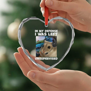 Funny Hamster Gamer Heart Crystal Glass Ornament In My Defense I Was Left Unsupervised TS12 Print Your Wear