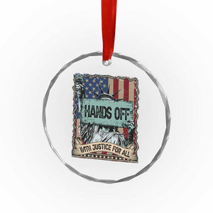 Funny Hands Off With Justice For All Crystal Glass Ornament Statue Of Liberty American Flag - Print Your Wear