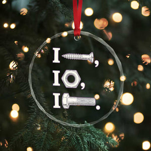 Funny Handyman Mechanic Adult Humor Crystal Glass Ornament I Screw I Nut I Bolt Rebus Hardware Innuendo Offensive Joke
