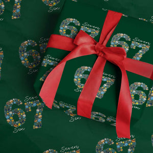 Funny Hanukkah 67 Wrapping Paper Roll Six Seven Meme Chanukah Dreidel Gelt Star Of David TS11 Green Print Your Wear