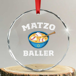 Funny Hanukkah Baseball Crystal Glass Ornament Matzo Baller Matzah Ball Jewish Chanukah Sports Lover TS11 Transparent Glass 3'' Circle Print Your Wear