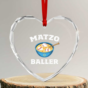 Funny Hanukkah Baseball Heart Crystal Glass Ornament Matzo Baller Matzah Ball Jewish Chanukah Sports Lover TS11 Transparent Glass 3'' Heart Print Your Wear