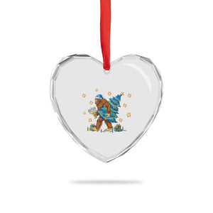Funny Hanukkah Bigfoot Lover Jewish Holiday Gift Heart Crystal Glass Ornament TS12 Print Your Wear
