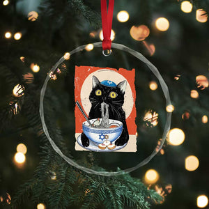 Funny Hanukkah Black Cat Eating Noodle Crystal Glass Ornament TS11 Print Your Wear