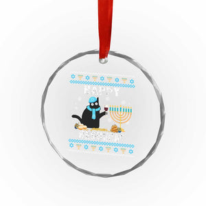 Funny Hanukkah Cat Crystal Glass Ornament Happy Hanukcat Drinking Black Cat Jewish Menorah Chanukah TS02 Print Your Wear