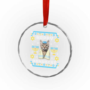 Funny Hanukkah Cat Crystal Glass Ornament Happy Hanukcat Menorah Ugly Chanukah Jewish Festival TS02 Print Your Wear
