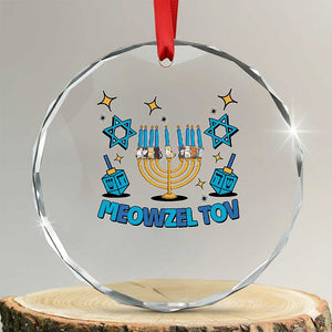 Funny Hanukkah Cat Crystal Glass Ornament Meowzel Tov Jewish Chanukkah TS09 Transparent Glass 3'' Circle Print Your Wear