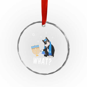 Funny Hanukkah Cat Crystal Glass Ornament What Hanukcat Chanukah Jewish Festival TS02 Print Your Wear