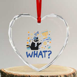 Funny Hanukkah Cat What Heart Crystal Glass Ornament TS09 Transparent Glass 3'' Heart Print Your Wear