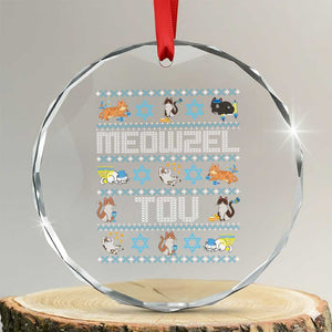 Funny Hanukkah Cats Crystal Glass Ornament Meowzel Tov Chanukah Menorah David Stars TS11 Transparent Glass 3'' Circle Print Your Wear