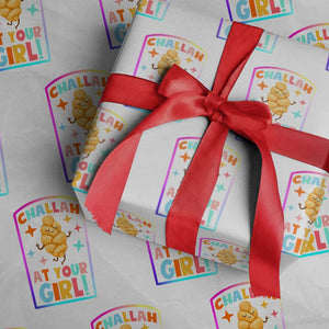 Funny Hanukkah Challah At Ya Girl Wrapping Paper Roll Jewish Chanukah Bread Gift TS12 White Print Your Wear