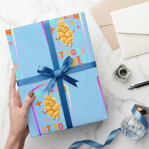 Funny Hanukkah Challah At Ya Girl Wrapping Paper Roll Jewish Chanukah Bread Gift TS12 Light Blue Print Your Wear