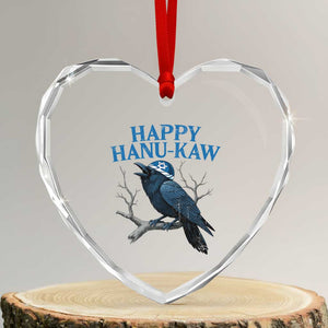 Funny Hanukkah Crow Heart Crystal Glass Ornament Happy Hanukaw Jewish Holiday TS11 Transparent Glass 3'' Heart Print Your Wear