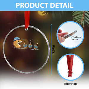 Funny Hanukkah Crystal Glass Ornament Donut Chasing Flames Jewish TS14 Print Your Wear