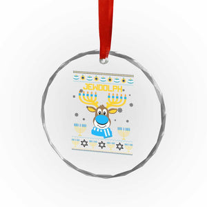 Funny Hanukkah Crystal Glass Ornament Jewdolph Jewish Reindeer Menorah TS09 Print Your Wear
