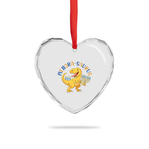 Funny Hanukkah Dinosaur Celebration Festival Of Lights Gift Heart Crystal Glass Ornament Menorasaurus TS12 Print Your Wear