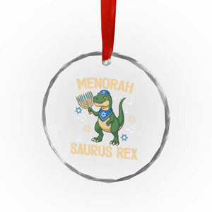 Funny Hanukkah Dinosaur Lover Crystal Glass Ornament Menorasaurus Rex Festival Of Lights Gift TS12 Print Your Wear