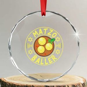 Funny Hanukkah Food Lover Gift Crystal Glass Ornament Matzo Baller TS12 Transparent Glass 3'' Circle Print Your Wear