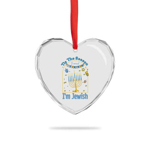 Funny Hanukkah Gift Heart Crystal Glass Ornament Tis The Season To Remind Everyone Im Jewish TS12 Print Your Wear