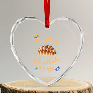 Funny Hanukkah Happy Challah Days Heart Crystal Glass Ornament Jewish Gift TS12 Transparent Glass 3'' Heart Print Your Wear