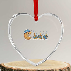 Funny Hanukkah Heart Crystal Glass Ornament Donut Chasing Flames Jewish TS14 Transparent Glass 3'' Heart Print Your Wear