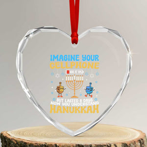 Funny Hanukkah Heart Crystal Glass Ornament Imagine Cellphone Was At 10 Percent TS09 Transparent Glass 3'' Heart Print Your Wear