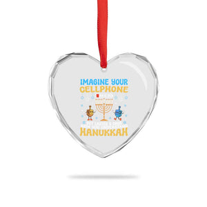 Funny Hanukkah Heart Crystal Glass Ornament Imagine Cellphone Was At 10 Percent TS09 Print Your Wear