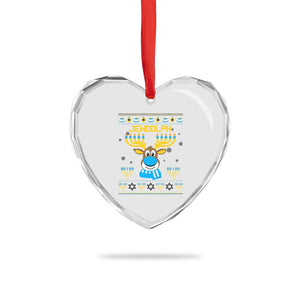 Funny Hanukkah Heart Crystal Glass Ornament Jewdolph Jewish Reindeer Menorah TS09 Print Your Wear