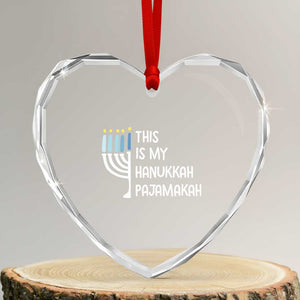 Funny Hanukkah Pajama Heart Crystal Glass Ornament This is My Pajamakah Gift Chanukah TS10 Transparent Glass 3'' Heart Print Your Wear