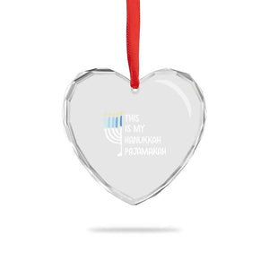 Funny Hanukkah Pajama Heart Crystal Glass Ornament This is My Pajamakah Gift Chanukah TS10 Print Your Wear