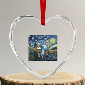 Funny Hanukkah Sloth Heart Crystal Glass Ornament Van Gogh Starry Night Jewish Gift TS12 Transparent Glass 3'' Heart Print Your Wear