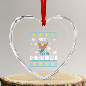 Funny Hanukkah Xmas Heart Crystal Glass Ornament Merry Chrismukkah Reindeer David Stars Menorah TS11 Transparent Glass 3'' Heart Print Your Wear