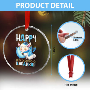 Funny Happy Llamakkah Crystal Glass Ornament Cute Llama Jewish Holiday Gift TS12 Print Your Wear